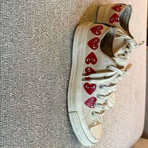 Comme des Garcons Cream and Red Sneakers